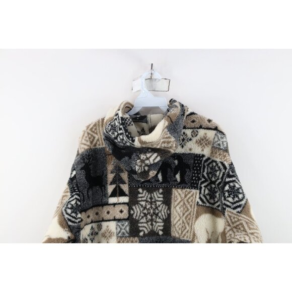 Vtg 90s Streetwear Womens Small Christmas Penguin Polar Bear Fleece Jacket USA - Picture 13 of 14